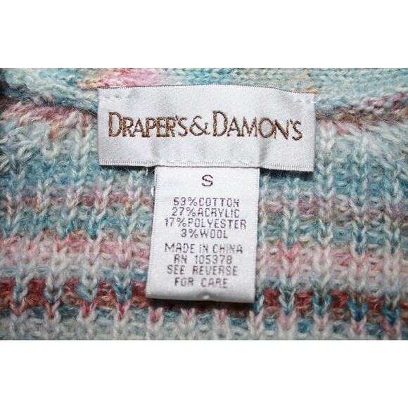 Drapers & Damon's Cardigan Sweater Women's S Space Dye Cotton Wool Button V-Neck - Picture 3 of 4